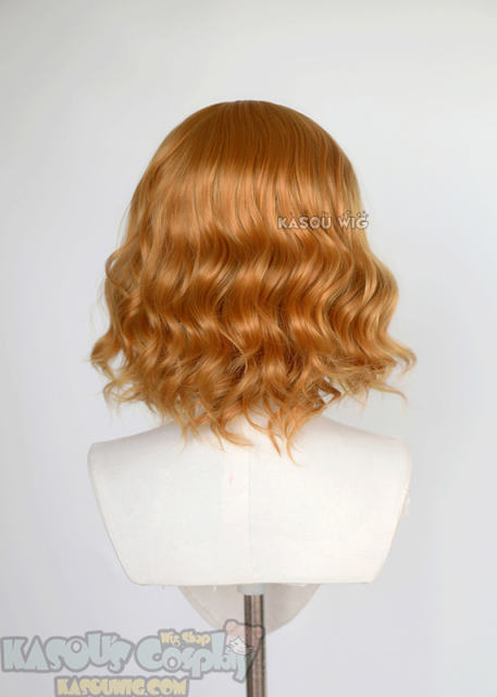 S-4 / KA019 carrot orange loose beach waves lolita wig with bangs 35cm