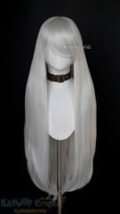 L-4 KA002 100cm/39.5" long straight versatile silver white wig