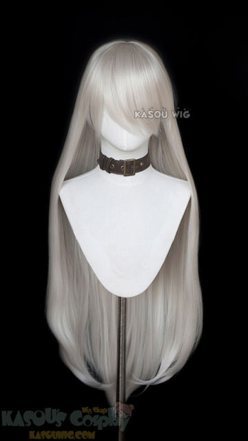 L-4 SP05 100cm/39.5" long straight versatile pearl white wig