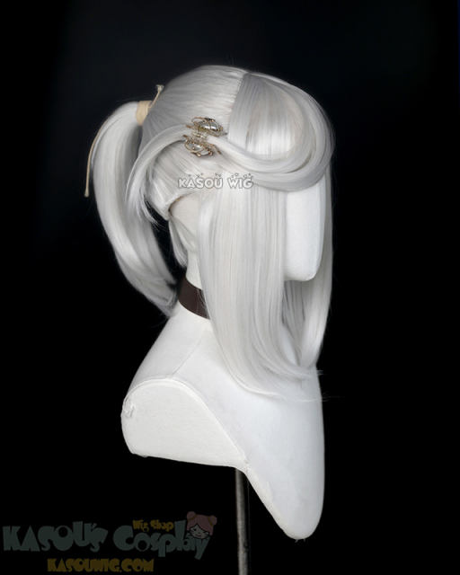 S-3 / KA002 silver white ponytail base wig with long bangs