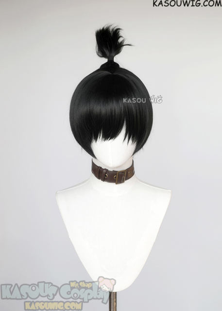 Chainsaw Man Aki Hayakawa black bob wig with pre-tied ponytail