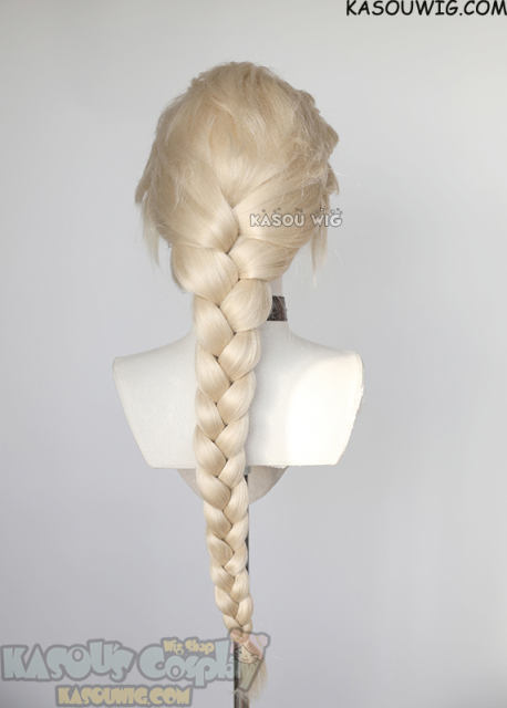 Lace Front>>Frozen Queen Elsa pale blonde long braid cosplay wig