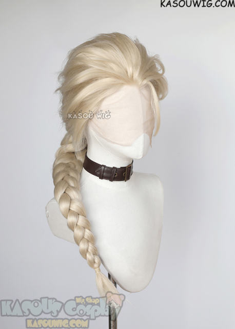 Lace Front>>Frozen Queen Elsa pale blonde long braid cosplay wig