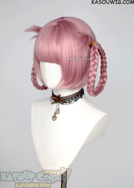 Call of the Night/Yofukashi no Uta Nazuna Nanakusa grayish pink bob wig with pre-tied braids