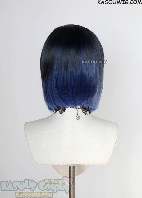 Genshin Impact Yelan black blue ombre wig