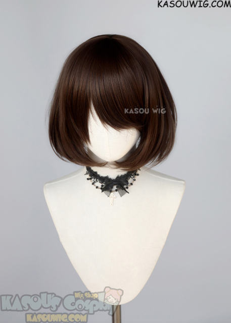 S-6 / KA028 bistre brown short bob wig with long bangs