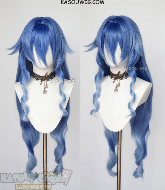 Genshin Impact Layla blue ombre curly wig