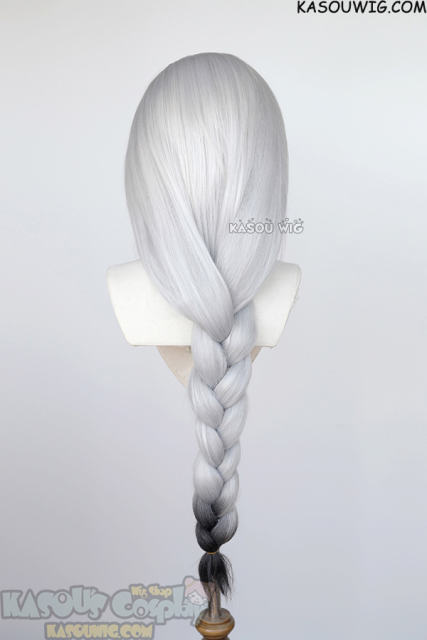 Genshin Impact Shenhe 95cm long braided wig dyed gray