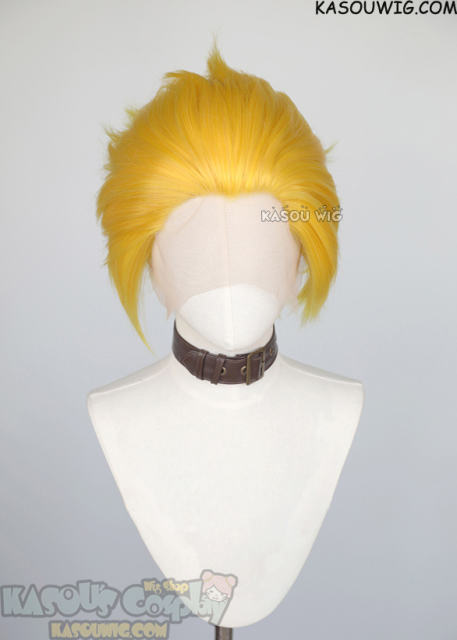 Lace Front>> Bright yellow all back spiky synthetic cosplay wig LFS-1/SP35