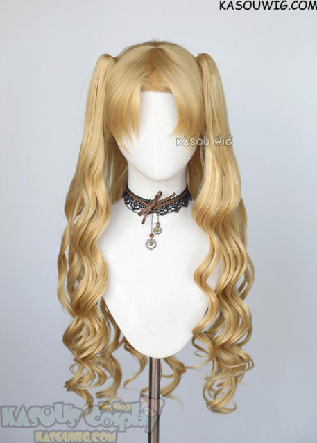 FGO Fate/Grand Order Tohsaka Rin Ereshkigal blonde curly wig with small clip-on ponytails