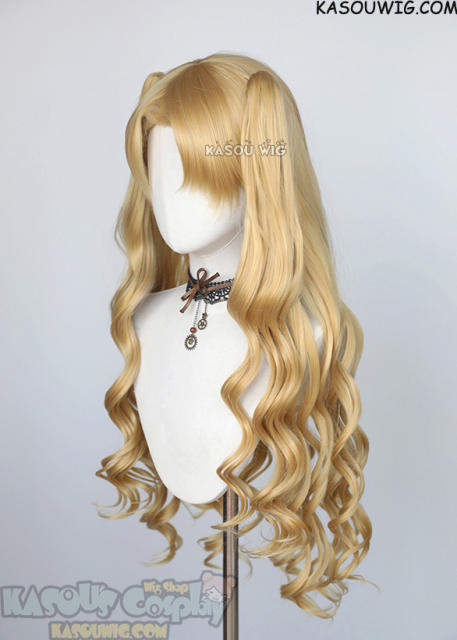 FGO Fate/Grand Order Tohsaka Rin Ereshkigal blonde curly wig with small clip-on ponytails