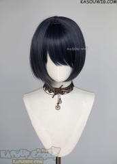 Genshin Impact Kujou Sara inverted short bob wig deep bluish gray to gray ombre