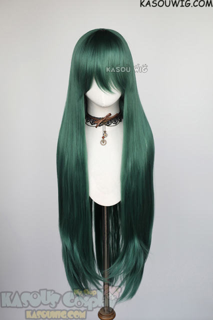 L-4 KA065 100cm/39.5" long straight versatile dark olive green wig