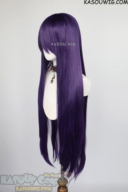 L-4 SP37 Bakemonogatari Senjougahara Hitagi/HighSchool Of The Dead Saeko Busujima long straight versatile indigo purple cosplay wig 100cm 39.5"