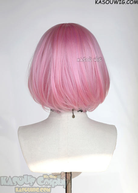 S-6 KA034 baby pink short bob wig with long bangs