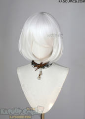 S-6 KA001 snow white short bob wig with long bangs