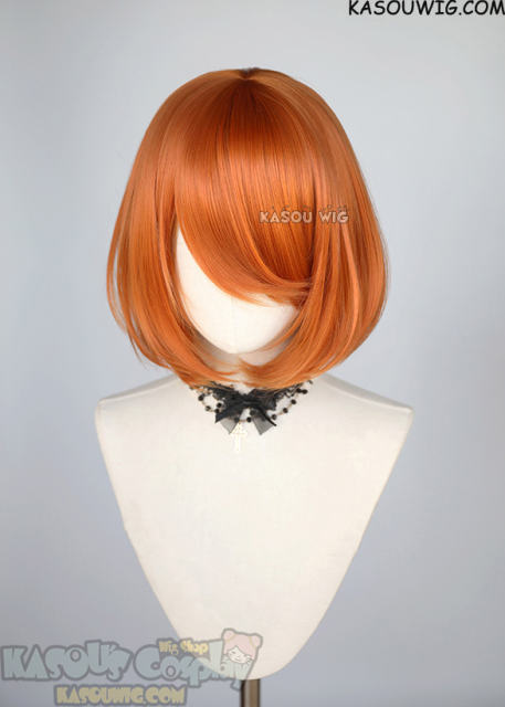S-6 KA021 burnt orange short bob wig with long bangs