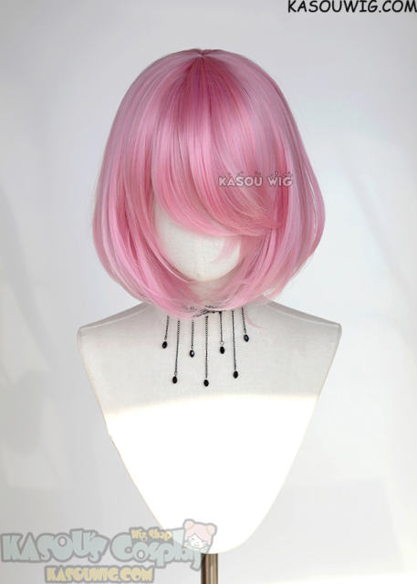 S-6 KA034 baby pink short bob wig with long bangs