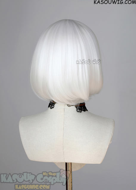 S-6 KA001 snow white short bob wig with long bangs