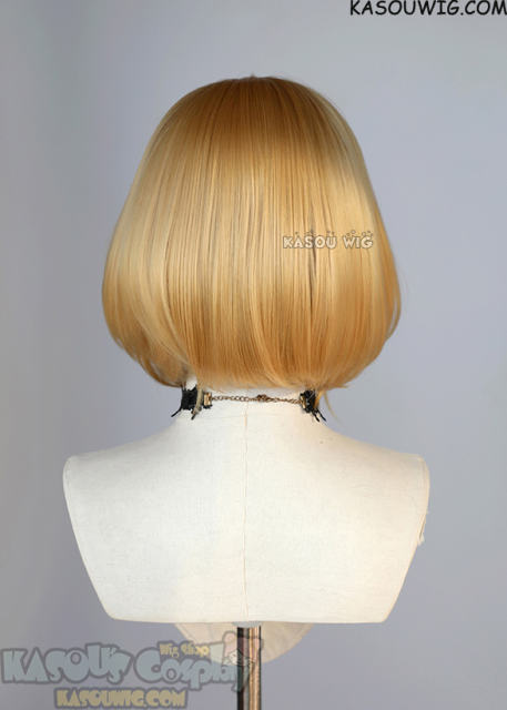 S-6 KA012 golden blonde short bob wig with long bangs