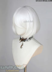 S-6 KA001 snow white short bob wig with long bangs