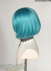S-6 KA059 teal blue green short bob wig with long bangs