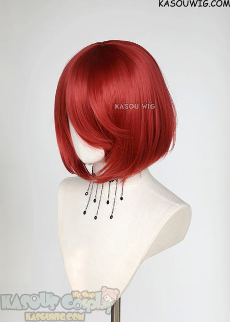 S-6 KA042 apple red short bob wig with long bangs