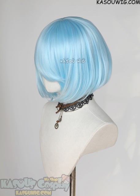 S-6 KA046 light blue short bob wig with long bangs