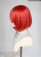 S-6 KA040 vermillion red short bob wig with long bangs