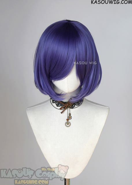 S-6 KA057 cool purple short bob wig with long bangs