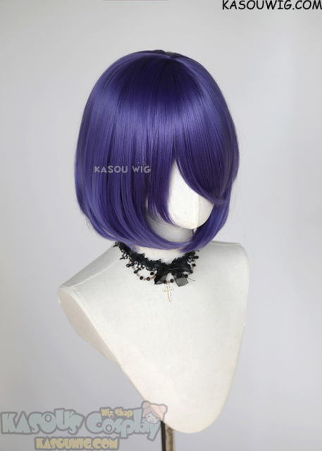 S-6 KA057 cool purple short bob wig with long bangs