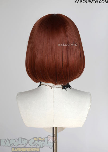 S-6 KA044 Auburn Red short bob wig with long bangs