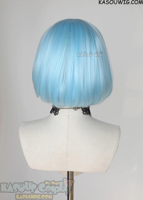 S-6 KA046 light blue short bob wig with long bangs