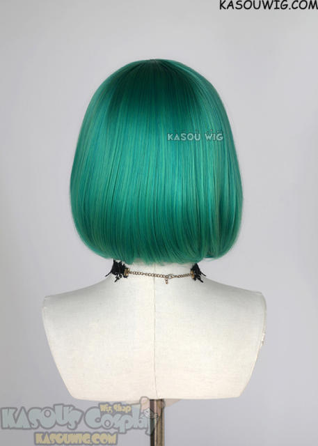 S-6 KA062 emerald green short bob wig with long bangs