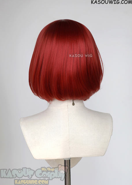 S-6 KA042 apple red short bob wig with long bangs
