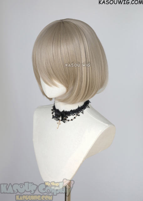 S-6 SP02 sand blonde short bob wig with long bangs