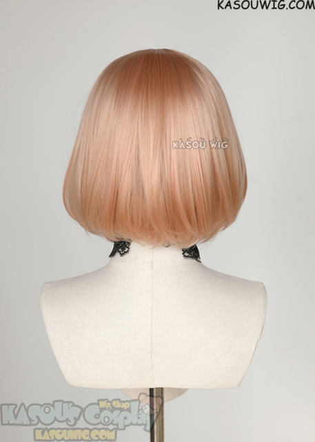 S-6 SP20 peach pink short bob wig with long bangs