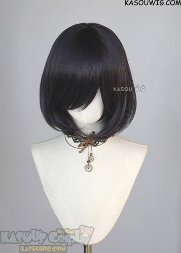 S-6 SP31 Deep Purple short bob wig with long bangs