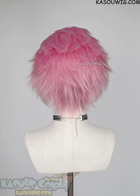Lace Front>> baby pink all back spiky synthetic cosplay wig LFS-1/KA034