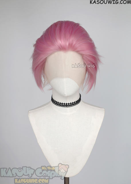 Lace Front>> baby pink all back spiky synthetic cosplay wig LFS-1/KA034