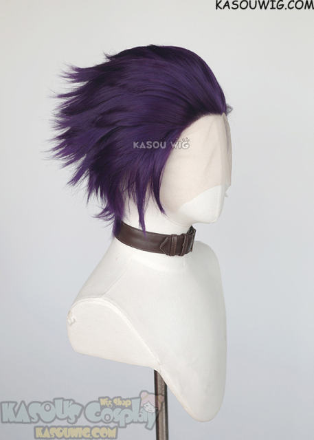 Lace Front>> Indigo Purple all back spiky synthetic cosplay wig LFS-1/SP37
