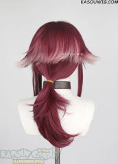 Genshin Impact Shikanoin Heizou wine red layered ponytail wig