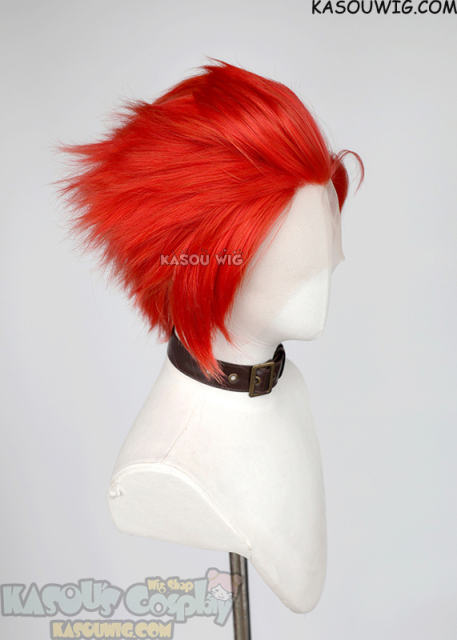 Lace Front>> vermillion red all back spiky synthetic cosplay wig LFS-1/KA040