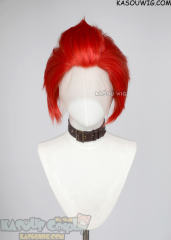 Lace Front>> vermillion red all back spiky synthetic cosplay wig LFS-1/KA040