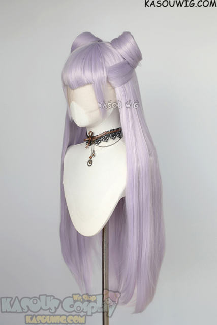 Lace Front>>League of Legends  KDA Evelynn 100cm long silver lilac straight wig with rolls