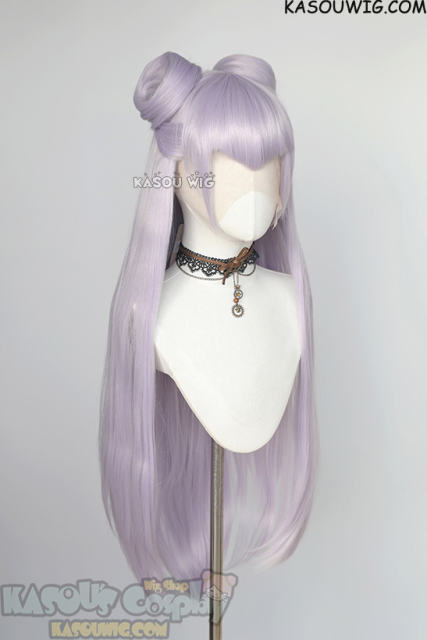 Lace Front>>League of Legends  KDA Evelynn 100cm long silver lilac straight wig with rolls