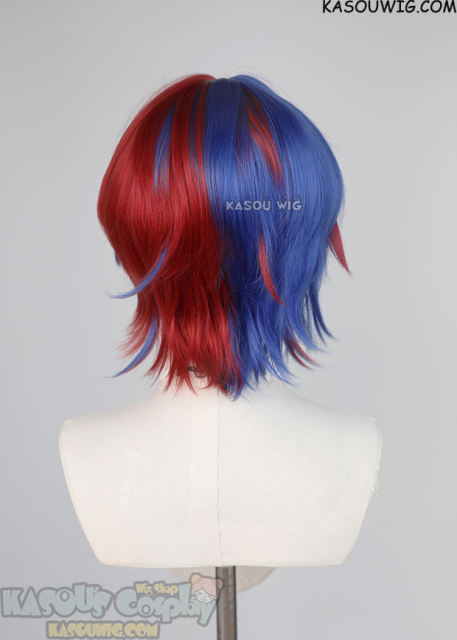 Fire Emblem Engage Alear male version short red blue split wig