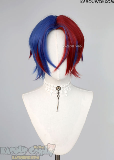 Fire Emblem Engage Alear male version short red blue split wig