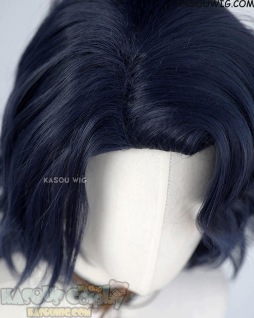 Genshin Impact Regrator Pantalone deep blue wavy wig