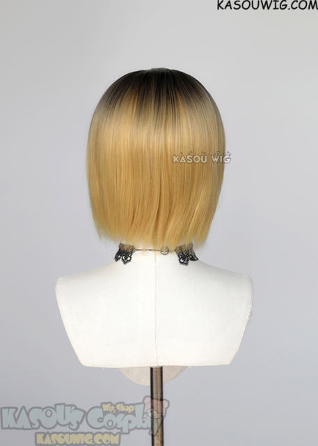 Lace Front>> Haikyuu Kozume Kenma short blonde bob wig with deep brown roots